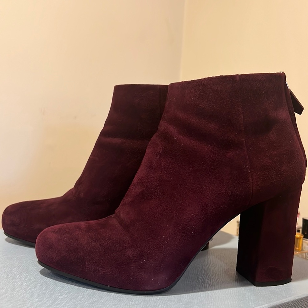 Prada Suede Granato Heeled Boots